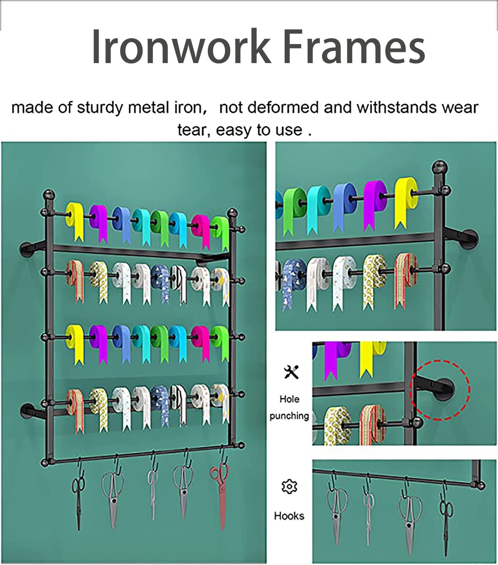 Genérico Organizador de Sala de Manualidades, Expositor de Pared para Corbatas y Bufandas, práctico Soporte para carretes de Cinturones, Toallas, Cintas hogar, el ar