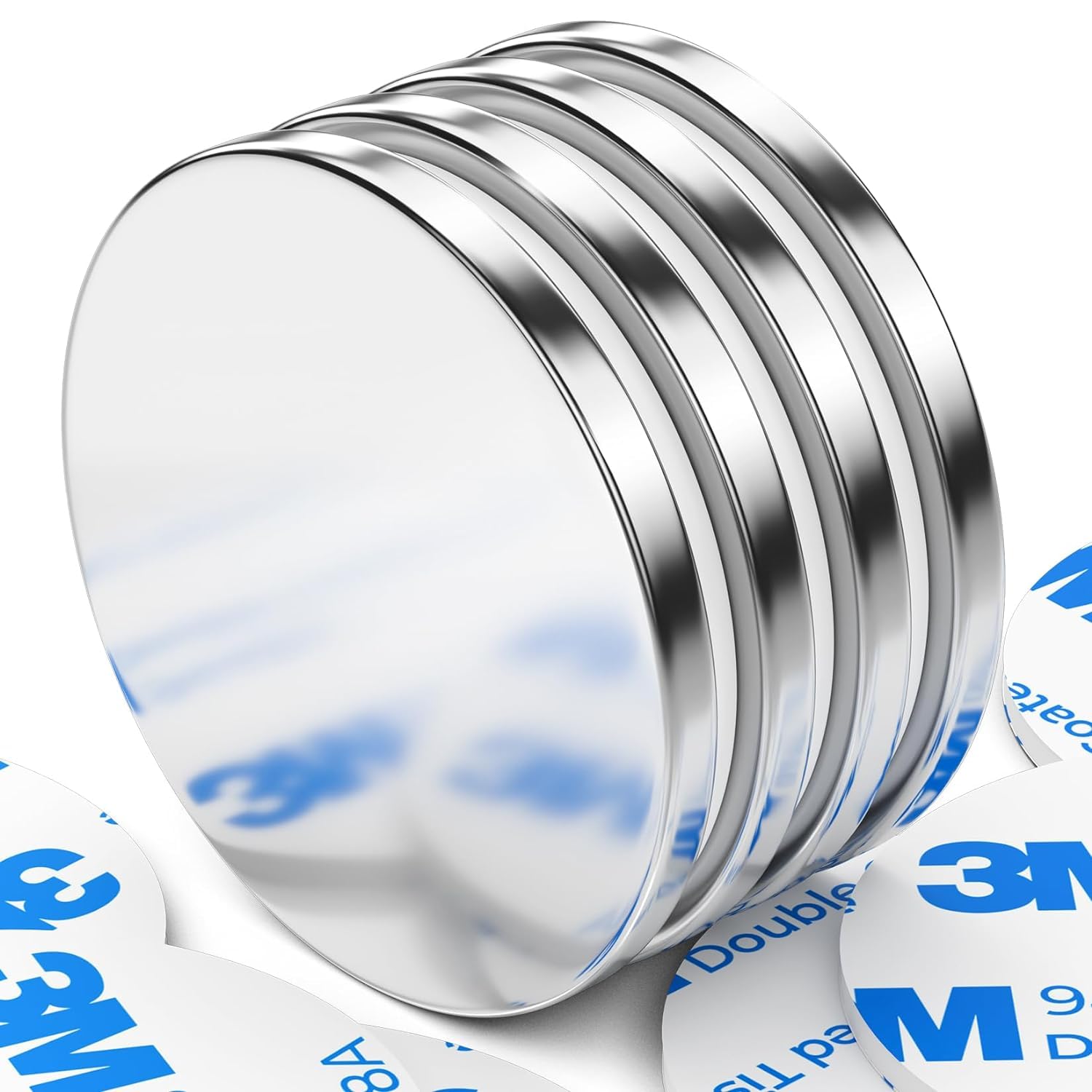 FINDMAG 4 Pack Disc Magnets,Super Strong Adhesive Magnets, 25 x 2mm Fridge Magnet with Double-Sided Adhesive for Craft, Whiteboard, DIY, Building, Scientific, and Office Magnet