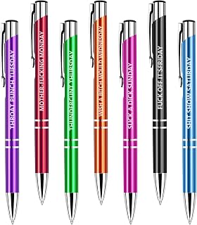 QPEY 7Pcs Sarcastic Pens, Swear Word Daily Pens Set, Funny Pens for Adults, Black Ink 1.0 mm Seven Days of the Week Ballpoint Pens Gift for Colleague Coworker