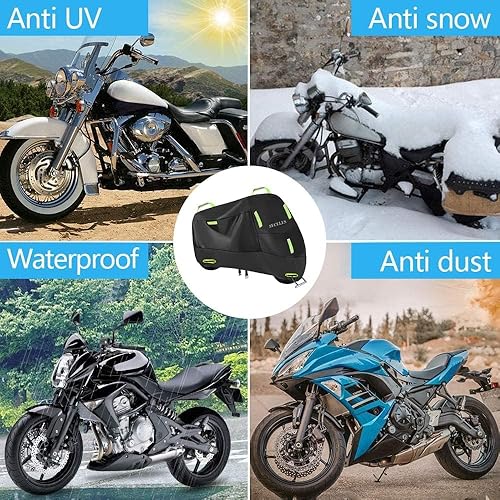Vista 60 de SECELES Funda para moto de cross, 300D, impermeable, protección para todas las estaciones, apta para Fat Bob Honda VTX 1300 C Kawasaki Vulcan 900