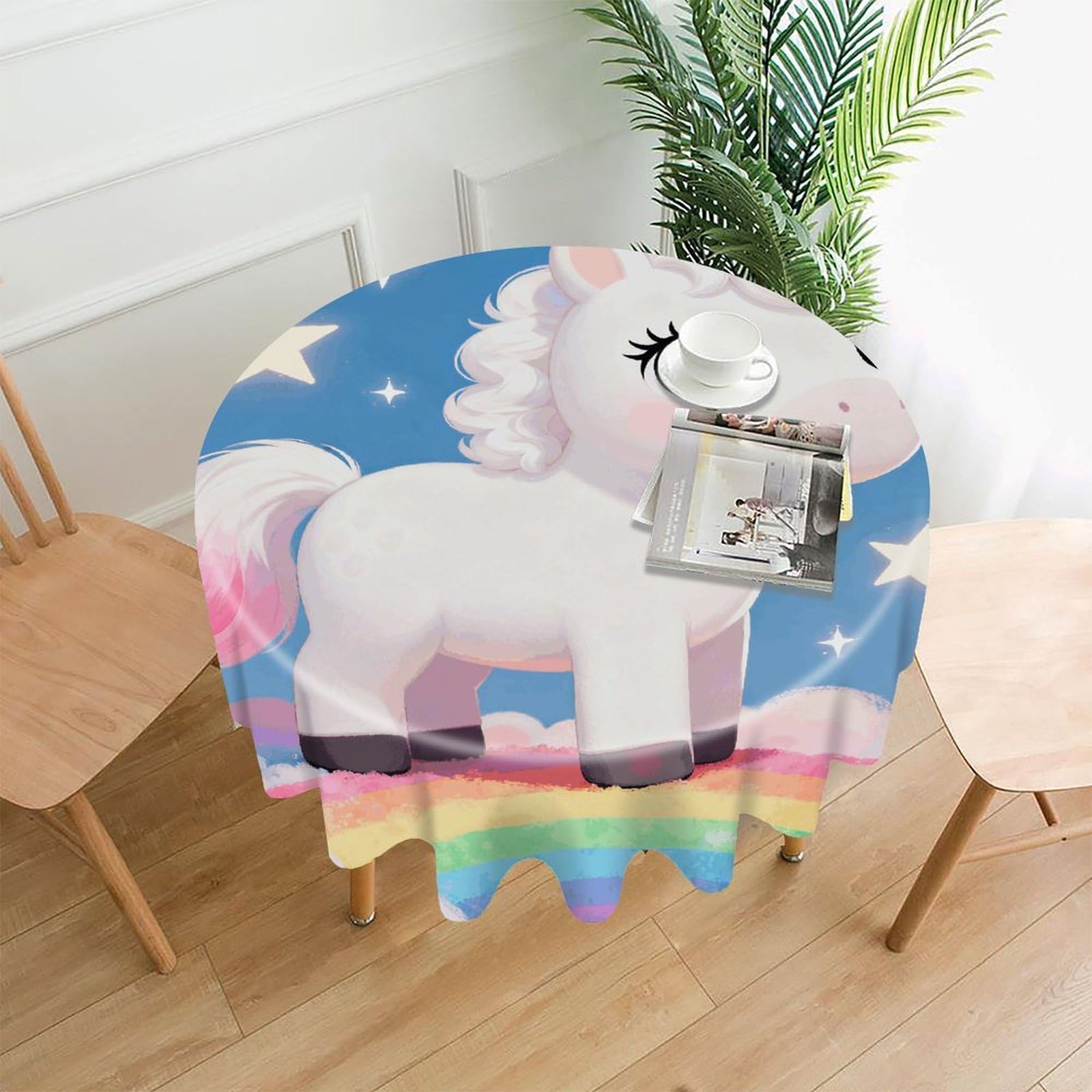 FodPand Horse Round Tablecloth - 60 Inch Premium Polyester Table Cloth, Fashion Wrinkle Resistant Decorative Table Cover for Dining Kitchen Party Buffet Tables