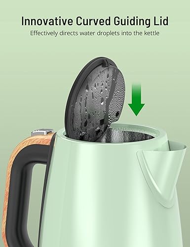 Miniatura 5 de Paris Rhône Hervidor eléctrico de acero inoxidable con ventana de agua visual de 1.7 L, 1500 W sin BPA para agua hirviendo, apagado automático y