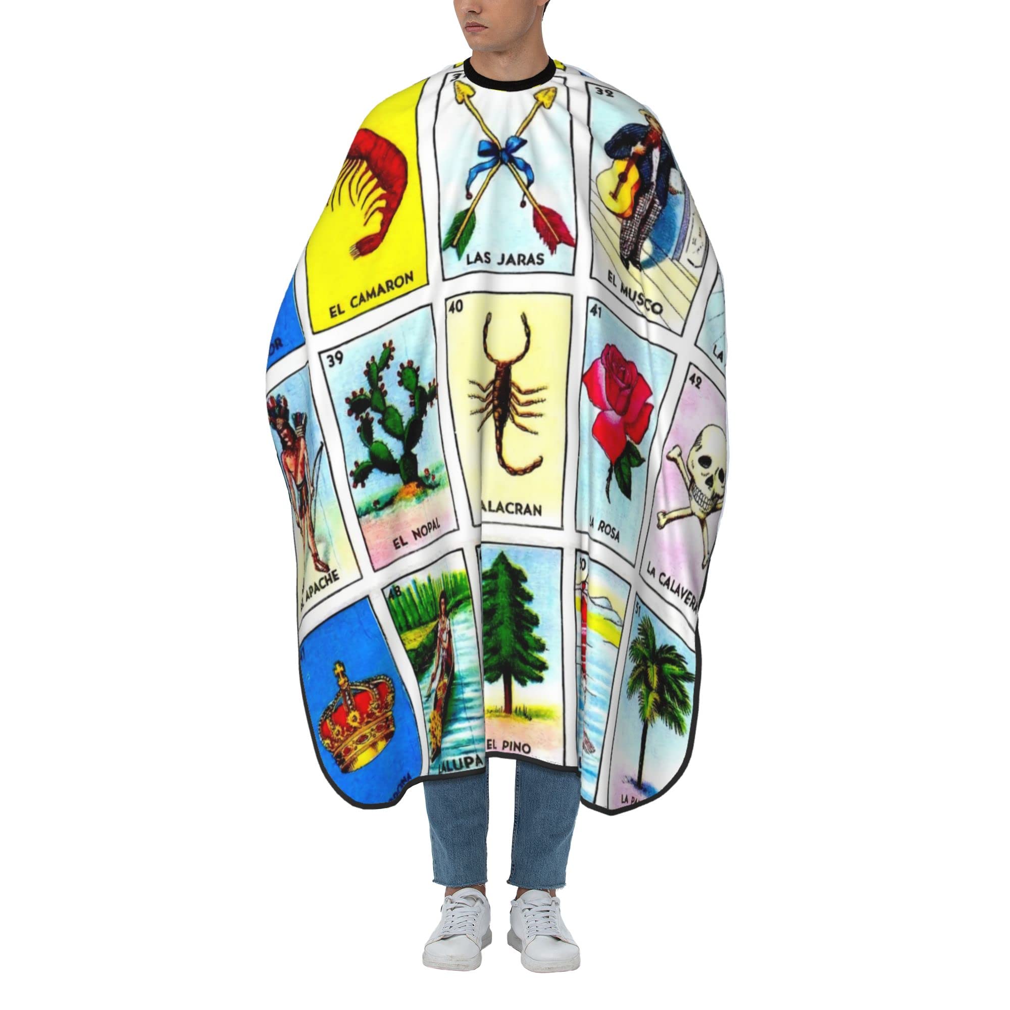 errtavt Mexican Loteria Cards Hair Cutting Cape Hair Cut Cape for Women/Men Waterproof Haircut Apron Cover for Barber & Home Use 55