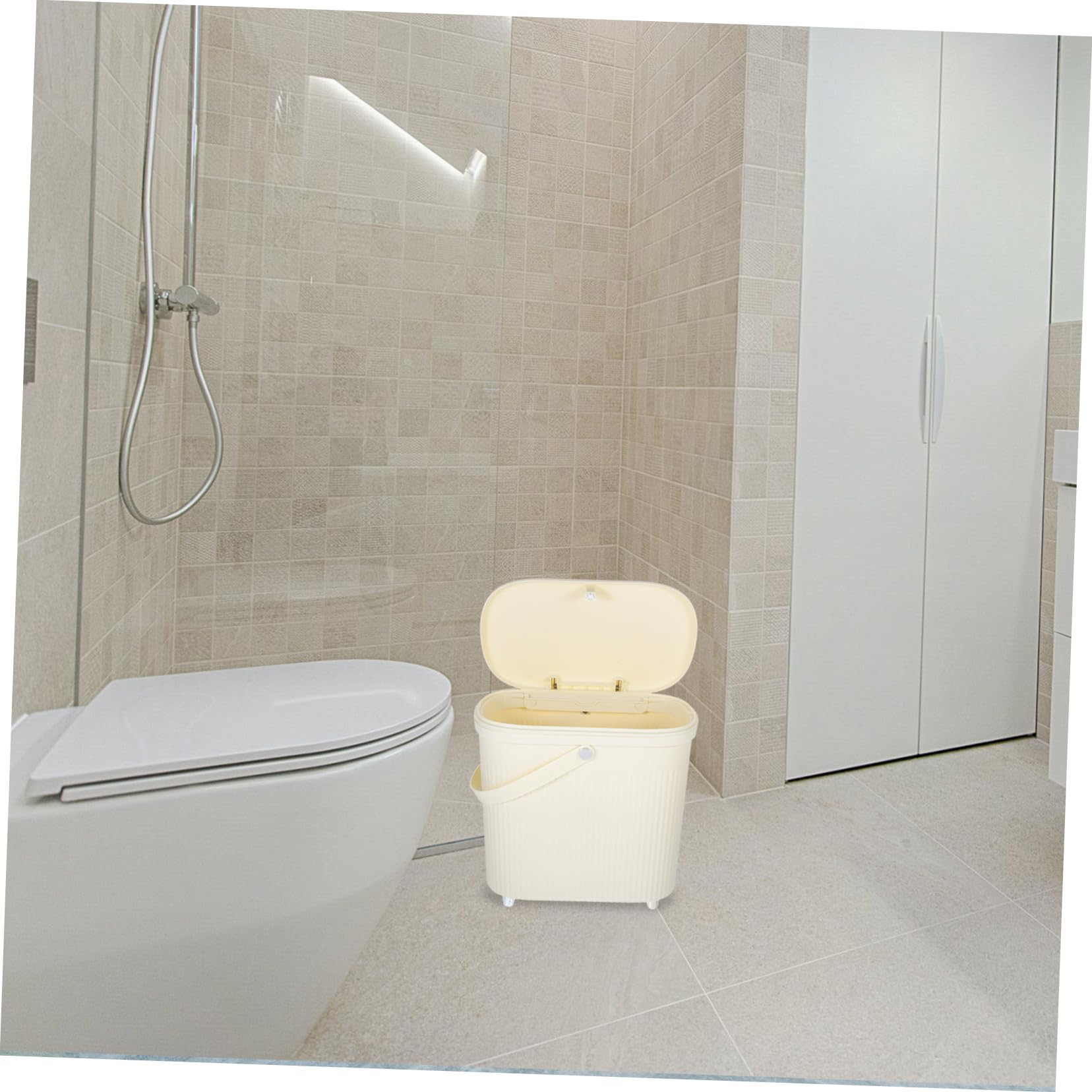 SOESFOUFU Kitchen Trash Can with Lid Slim Garbage Can for Bathroom Reusable Plastic Waste Basket Multi-use