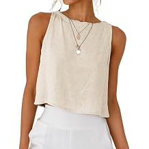 Tanmolo Tank Top Women's Sleeveless Tops Summer Linen Tank Tops Women Linen Blouse Casual Top Elegant Tops