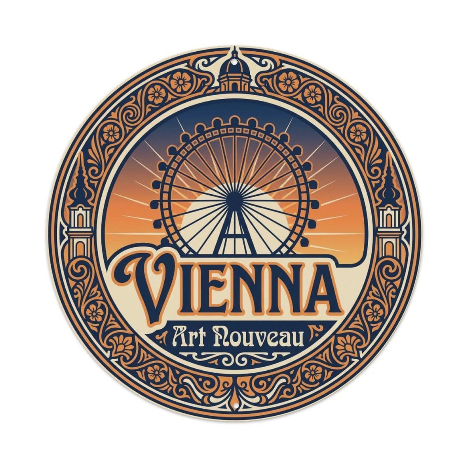 Yrnq 8X8inch Vintage Style Vintage Travel Vienna Austria Wander Metal Tin Sign