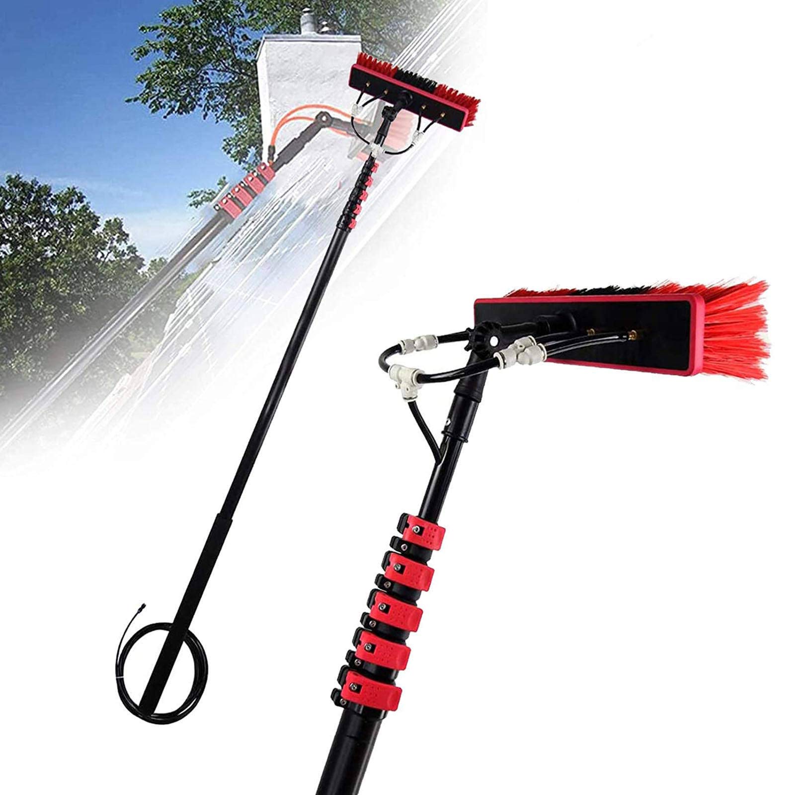 Aioneer Water Fed Pole Kit Solar Panel Cleaner 4-12M Window And Solar Cleaning Pole Brush Window And Solar Panel Cleaning System Windows Cleaning And Washing Tool/36Ft/11M-55cm Brush -9M/30FT