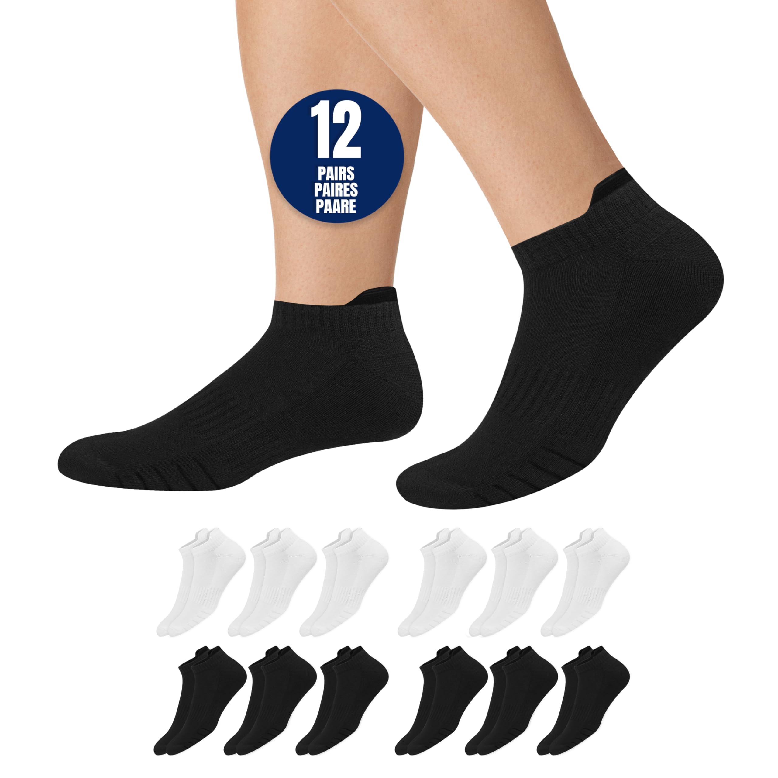 KOPNHAGN 12P calze uomo corti estivi spugna calzini corte donna running sportivi, 12 paia