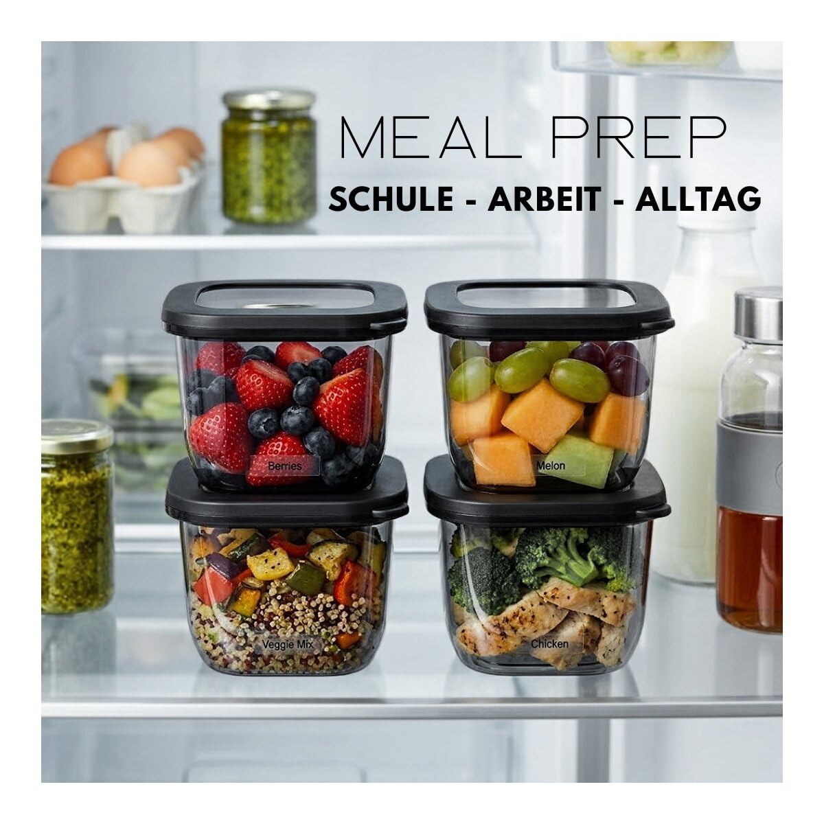 COFI 1453 18er Set Vorratsdosen mit Deckel, luftdicht - Küchen Organizer Aufbewahrungsboxen BPA frei - stapelbare Frischhaltedosen für Lebensmittel und Meal Prep