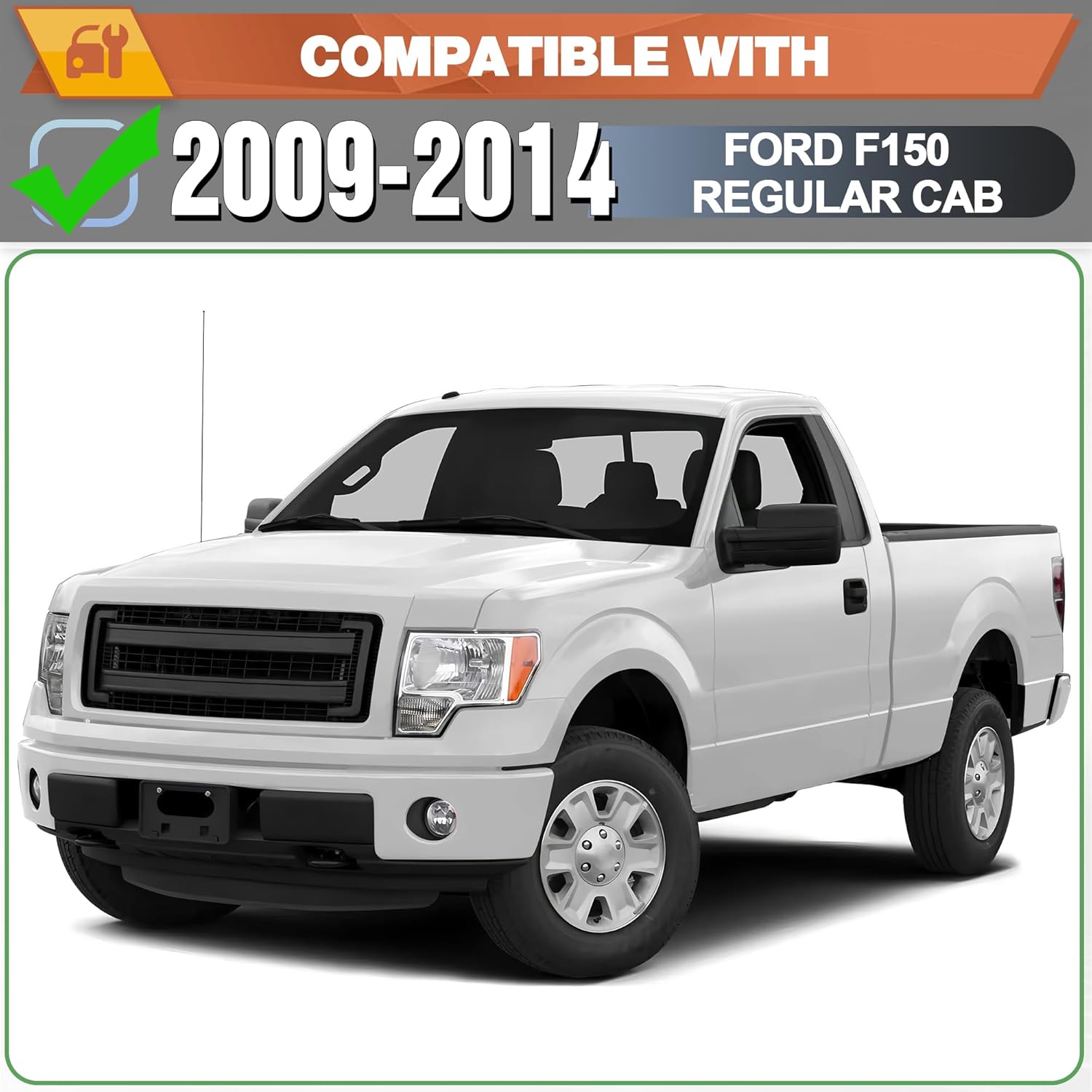 Running Boards for 2009-2014 Ford F-150 Regular Cab (2 Doors), Two-Raised Step Side Steps, E-Coated & Powder-Coated Carbon Steel Nerf Bars