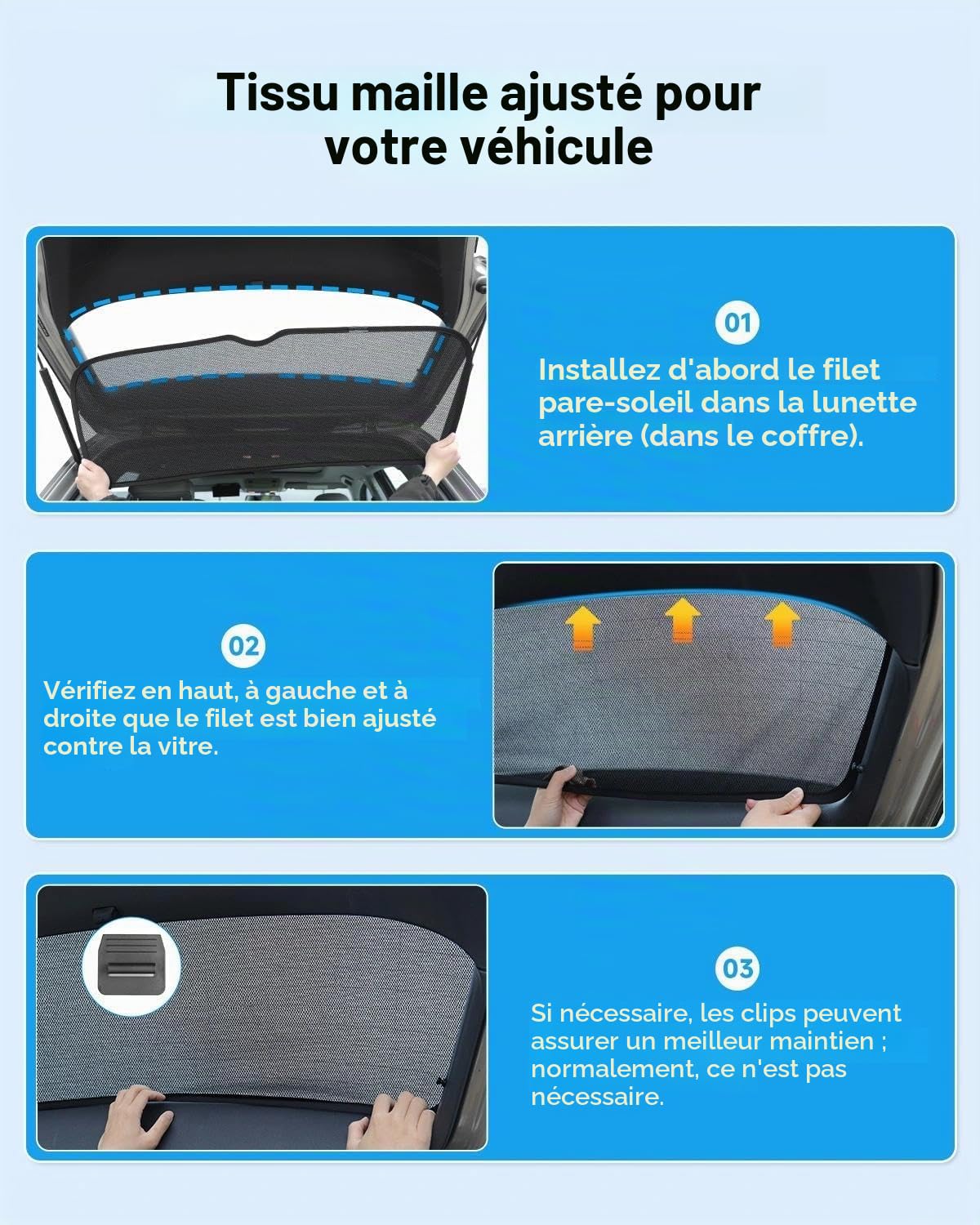 Pare-soleil de voiture pour VW Tiguan (2016-2024) - Pare-soleil arrière respirant avec protection UV et chaleur - Brise-vue pour bébé, camping