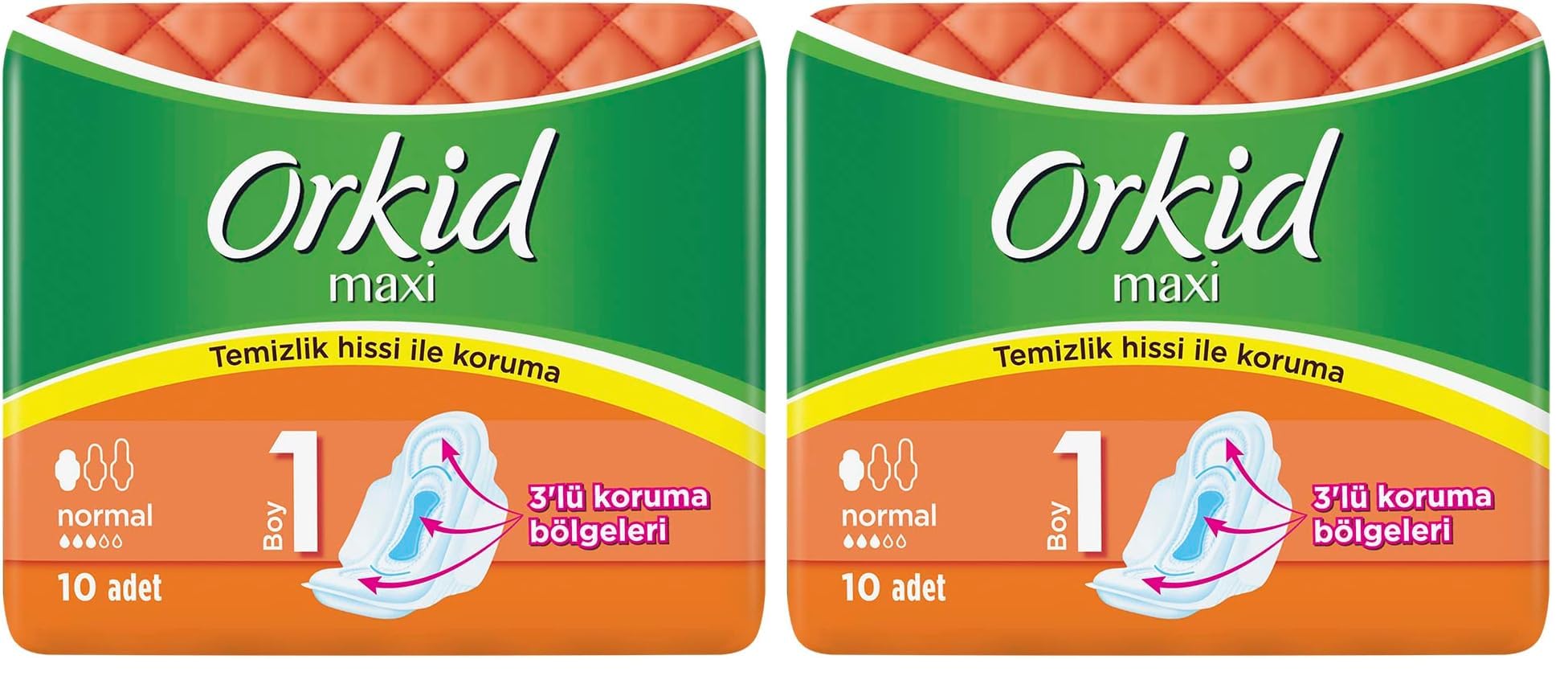 Orkid Maxi Hijyenik Ped Normal 10 Adet Tekli Paket 2li paket