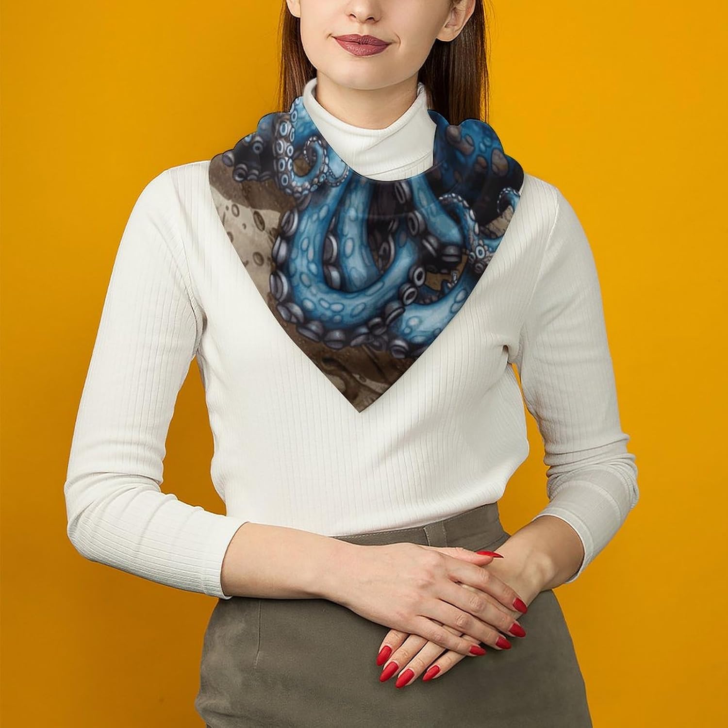 Bandana for Women Men Blue Octopus Handkerchief Lightweight Neckerchief Breathable Printed Scarves Soft Hair Scarf Women's Headbands Fashion Head Wrap 25x25 Inch