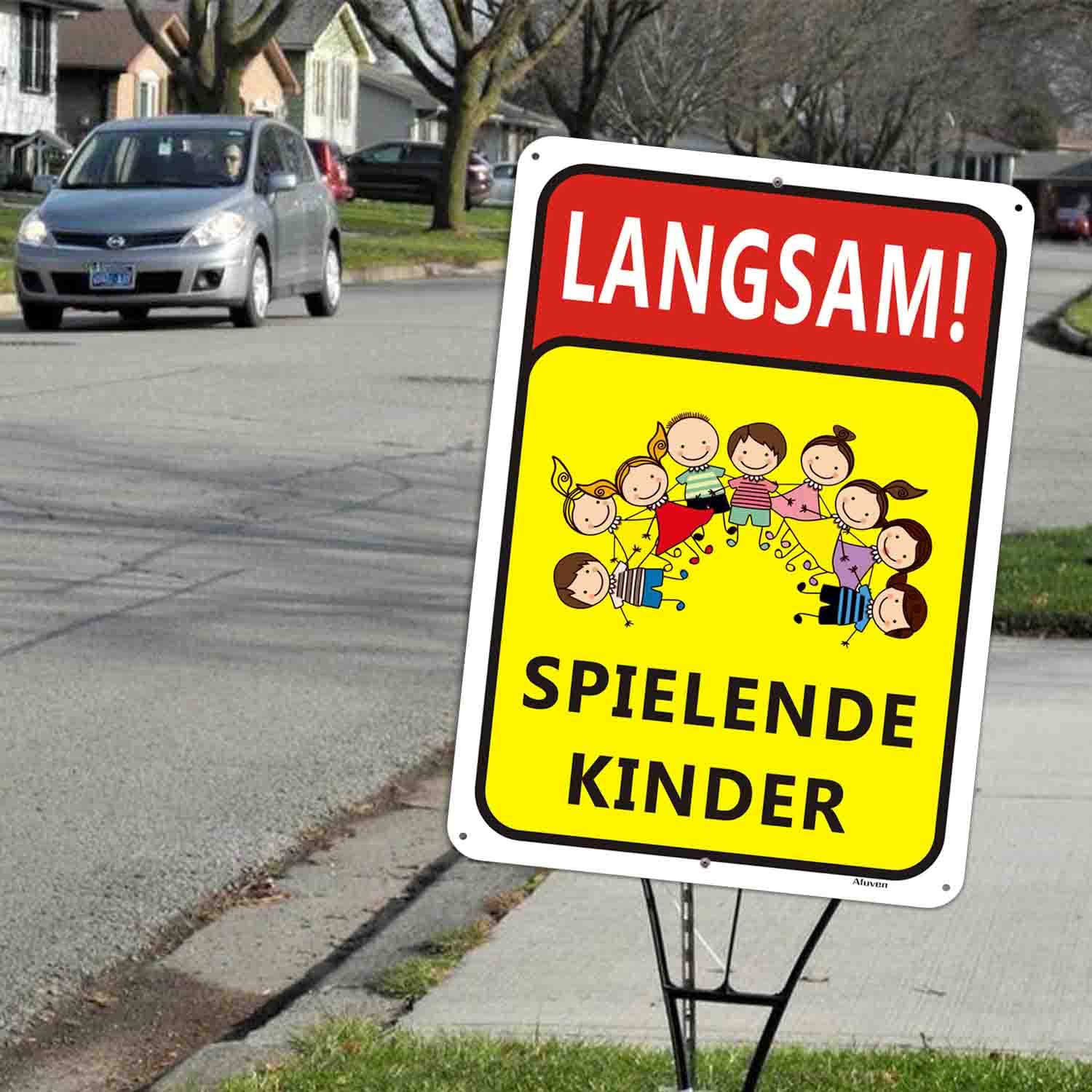 Hinweisschild „Children Must Be Accompanied By An Adult“ – Aus Aluminium (21,6 X 25,4 Cm) | Schwarz, Wetterfest