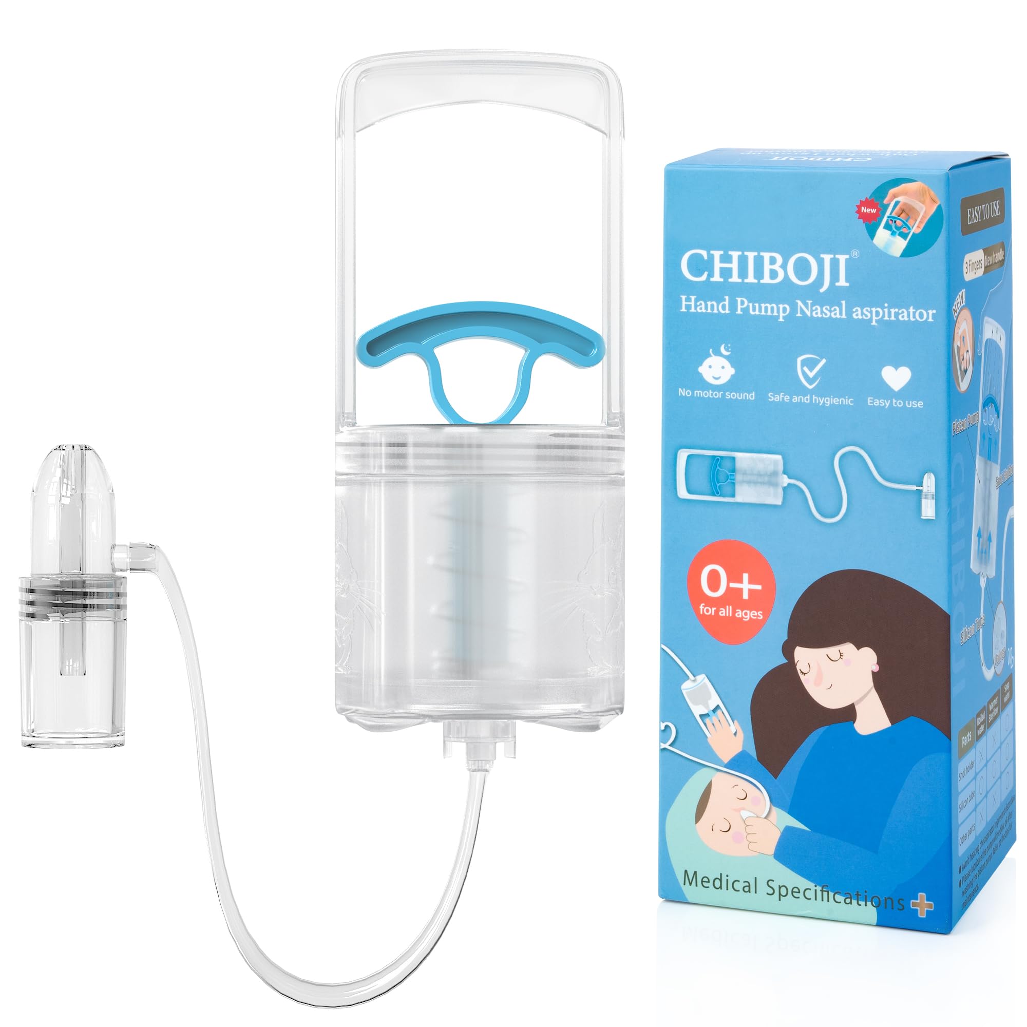 Aspiratore nasale brevettato per neonati e bambini, pompa a mano con ugello arrotondato non invasivo, aspirazione silenziosa allevia la congestione e soffocanti, sicuro per neonati, co-branded con