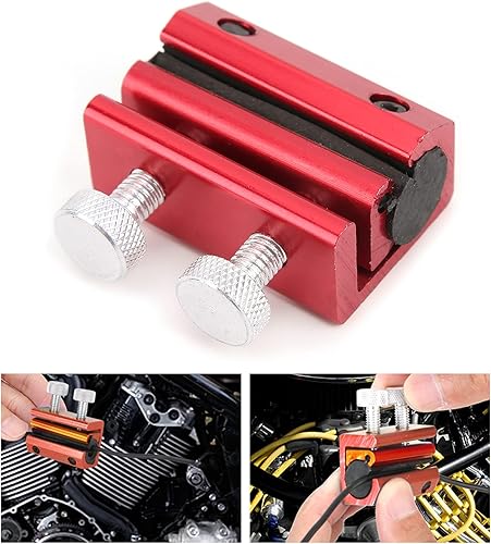 Miniatura 8 de Herramienta lubricante de cable Herramienta de lubricación de cadena para motocicleta ATV Reemplazo de caucho de aluminio (rojo)