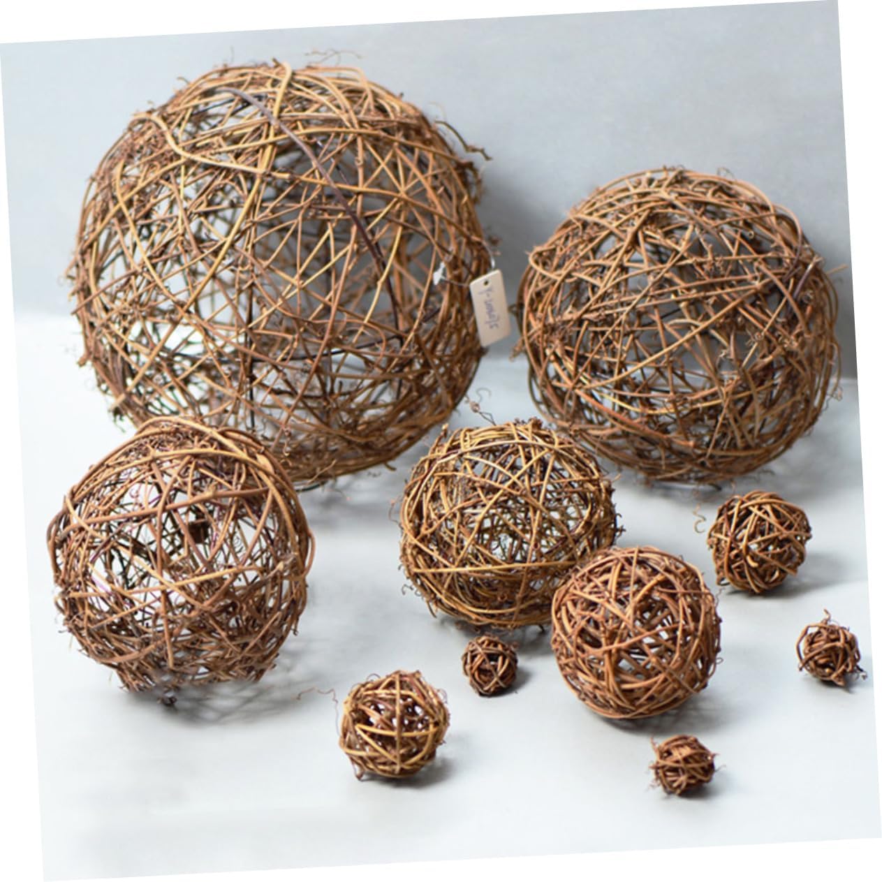 Vine Garden Balls Decorative Rattan Ball Adornment 3pcs Brown Rattan Balls for Wedding Office Dec