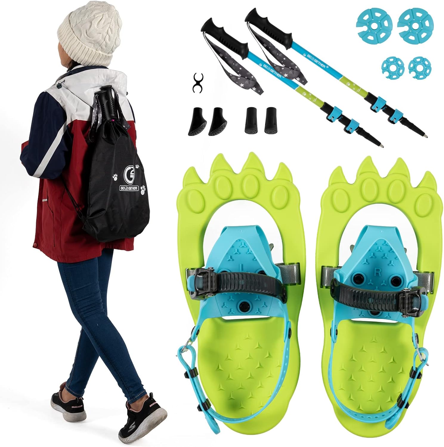 G2 16 Inch Kids Snowshoes, Comes with Storage Bag, Fast Ratchet Binding Design, for Child Youth Boys and Girls (Blue) : Sports & Outdoors