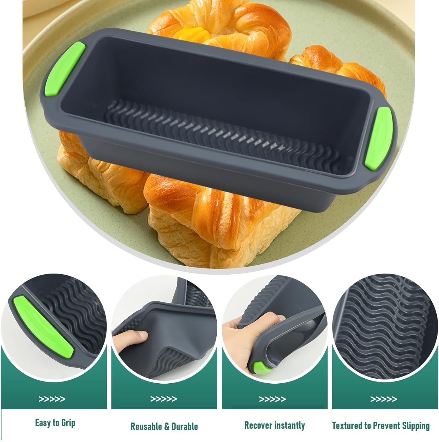 Lot De 4 Mini Moules à Pain Rectangulaires En Silicone Anti-adhésif