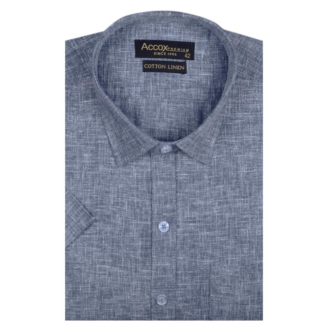 accox Men's Half Sleeves Formal Regular Fit Cotton Linen Shirt(GC311)-picture-10