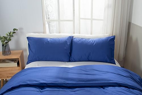 Discshi Juego de funda de edredón de 3 piezas 100% algodón, transpirable, duradero, suave, cómodo, con 1 funda de edredón (90 x 104 pulgadas) y 2 disponible en Yaxa Peru