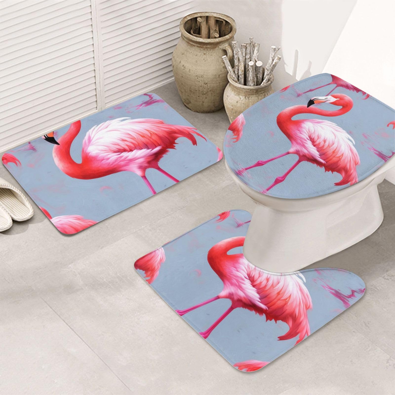 Tapis de salle de bain flamant rose pour décoration exotique