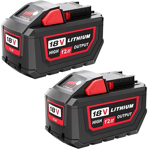 12000mAh Replacement for Milwaukee M-18 Battery Replacement for 18V 12.0 Ah Lithium-Ion High Output Battery 48-11-1865 48-11-1862 48-11-1820,Compatible with 18 Volt Power Tools and Chargers 2Pack