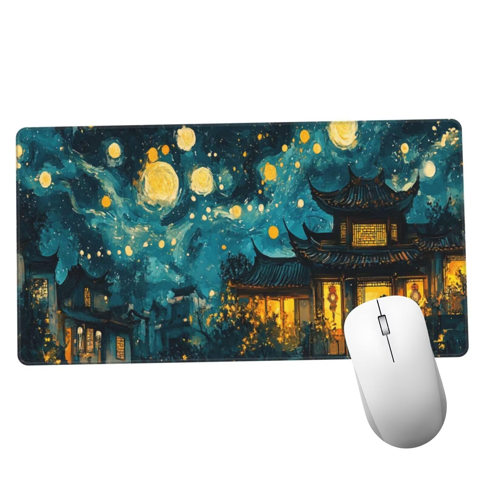 Niebieska podkładka pod mysz XXL krajobraz mata na biurko 1600 x 800 x 3 mm mata biurkowa zmywalna podkładka do gier na laptopa, z antypoślizgową gumową podstawą do gier, PC, pracowników biurowych