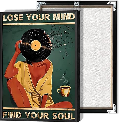 Miniatura 10 de Póster retro con texto en inglés «Lose Your Mind Find Your Soul», arte de pared inspirador para la salud mental, arte abstracto de música cósmica