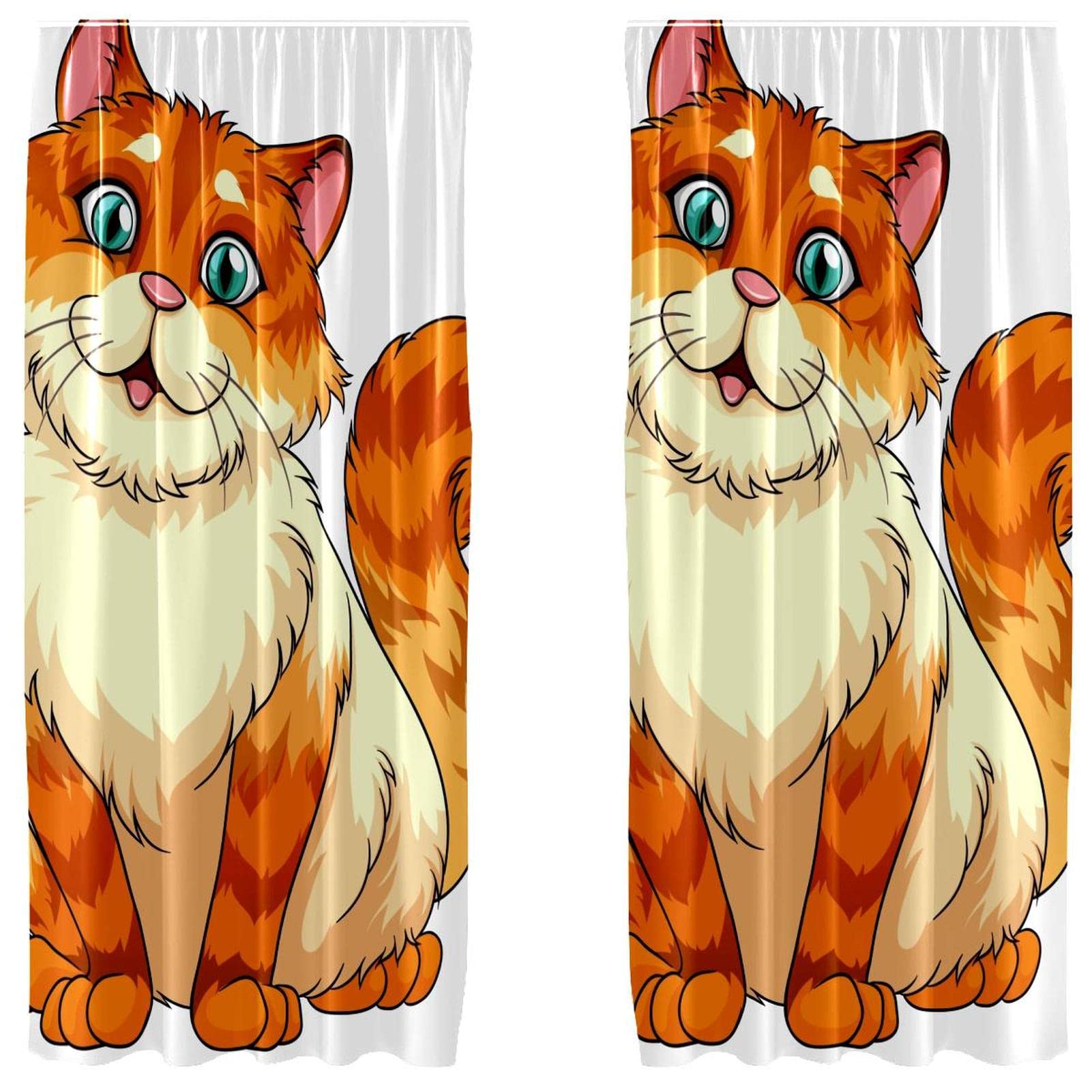 Rideaux occultants microfibre chat orange pour une obscurité totale