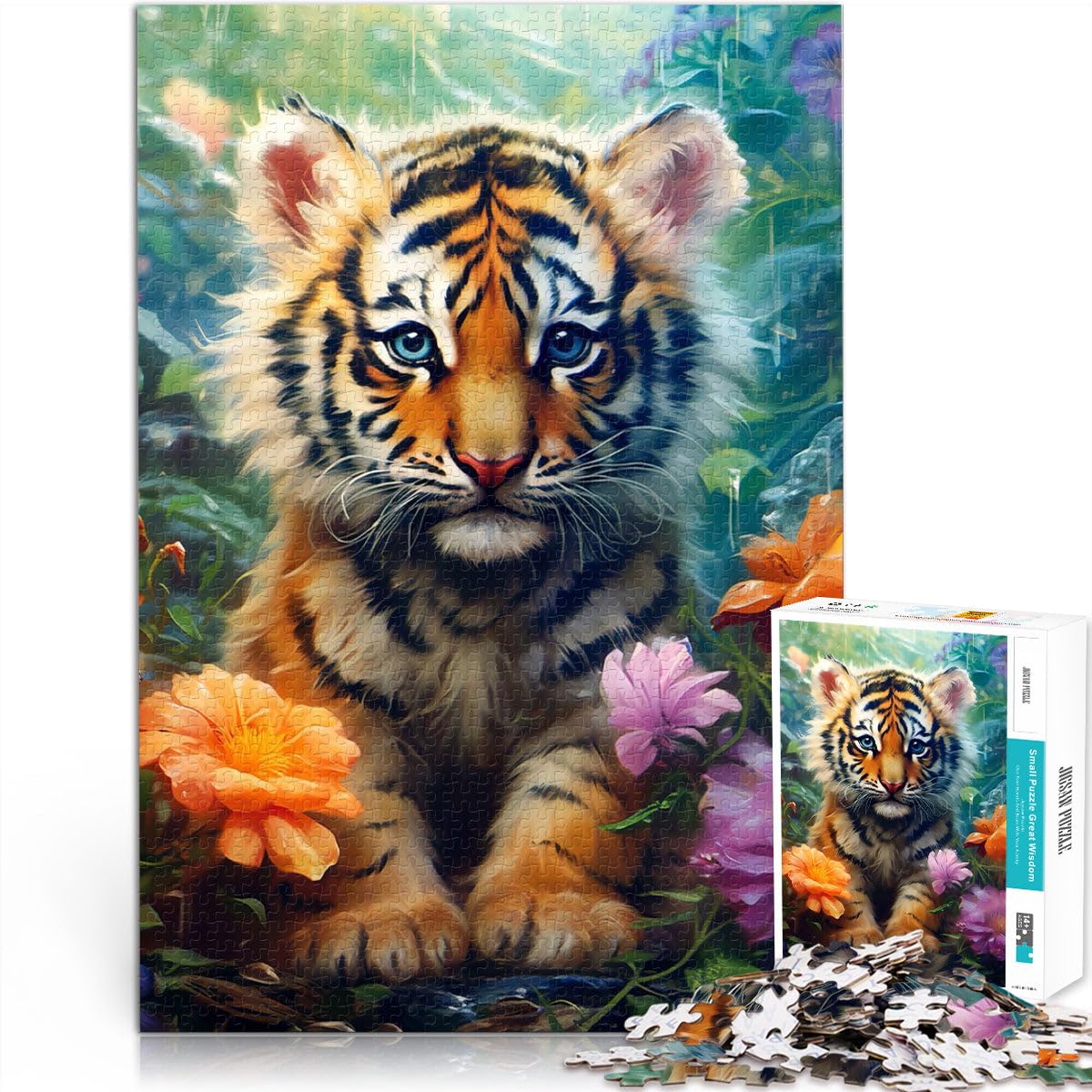 Puzzle 2000 pièces Adultes, Mignon bébé Tigre, Jeux éducatifs la Maison, Jouets à Faire soi-même, Superbes Cadeaux et Jouets, 27,56 po x 39,37 po, Adolescents, à partir de 14 Ans