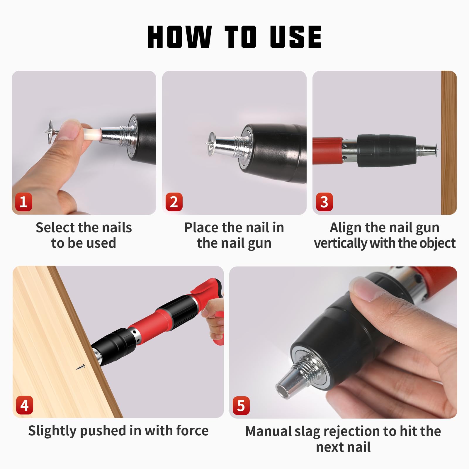 Sparachiodi Pistola Sparachiodi con 100 Chiodi Tondi, Mini Sparachiodi Manuale per Cemento e Ferro Attrezzo per Rivettare le Pareti, Portatile Nail Gun con Occhiali di Protezione, per Fissare Chiodi