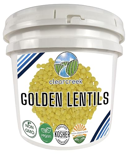 Lentejas doradas 25 libras Cubo de almacenamiento de alimentos de emergencia Sin OMG Vegano A granel