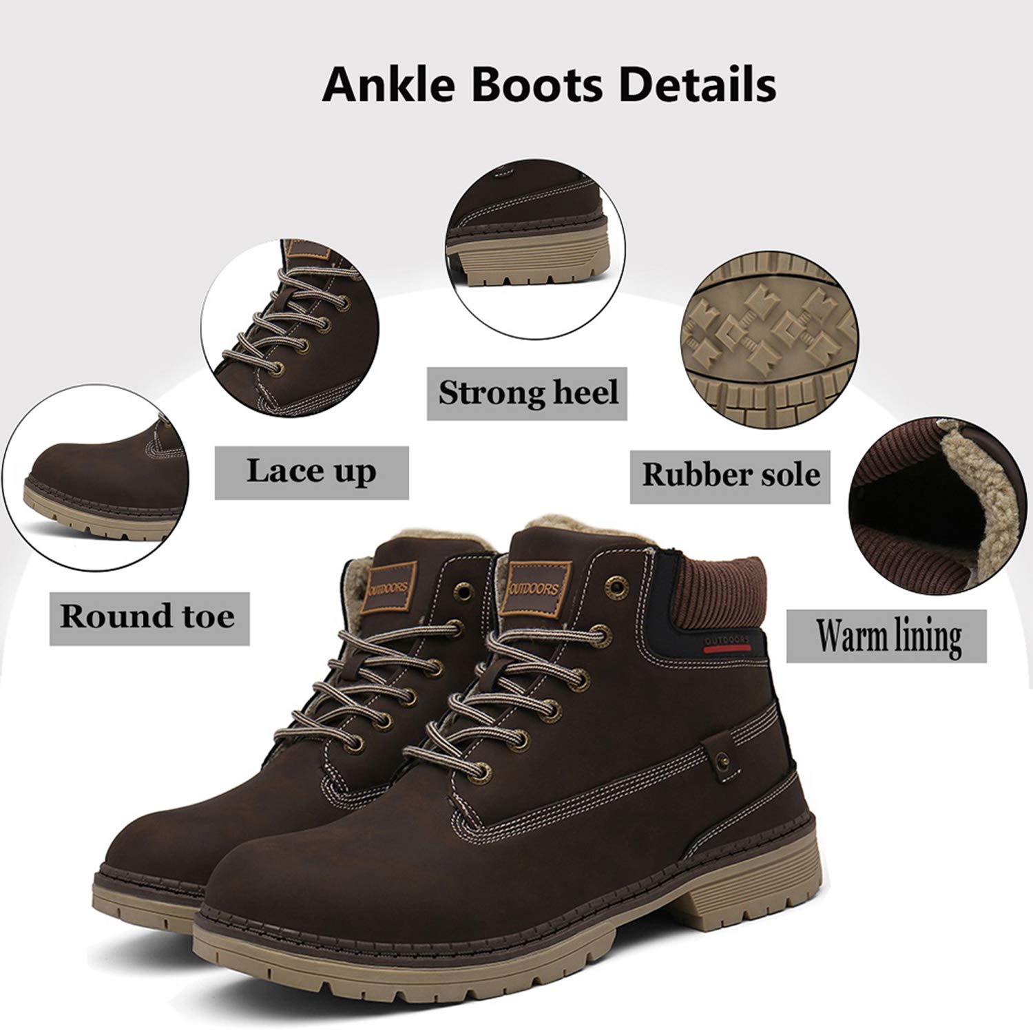 Stivali Uomo Donna Inverno Scarpe da Neve Caldi Snow Boots Impermeabili Stivaletti Pelliccia Stringate Outdoor