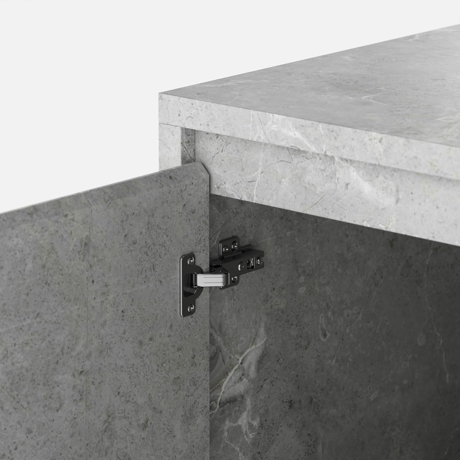 Homsee 94.5-Inch Large Kitchen Island with Storage, 6-Door Home Bar Table Kitchen Station with Seating, Wood Stationary Island Table Breakfast Counter for Dining Room, Grey with Marble Veneer