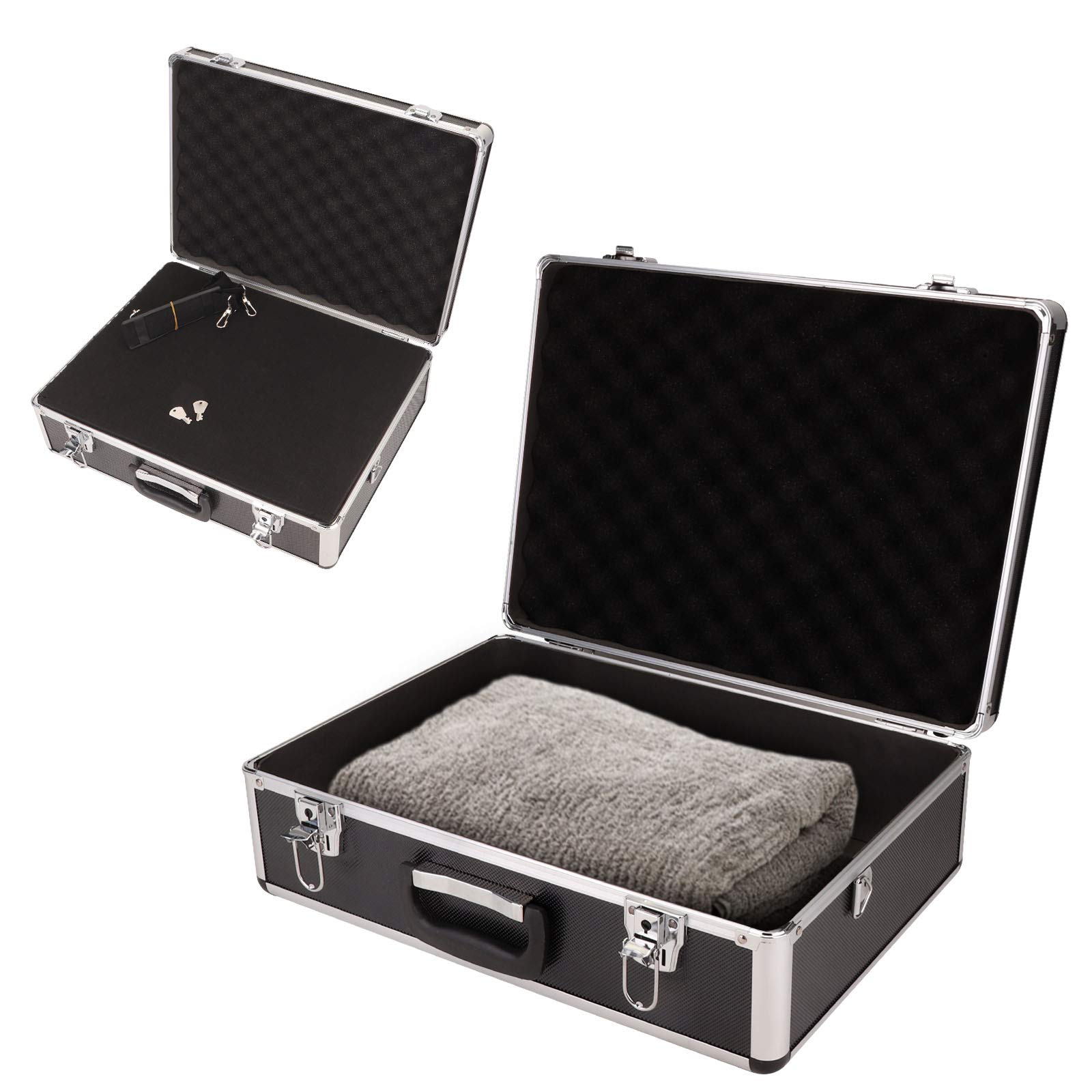 Flight Case Custodia da trasporto con serratura, 18In Flight Case con schiuma imbottita personalizzabile, portatile e bloccabile, contenitore protettivo in alluminio