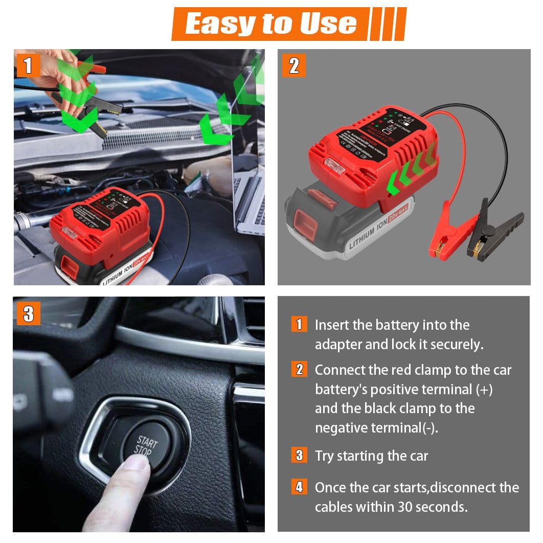 Amazon | Black&Decker 20V用車用ジャンプスターターアダプター