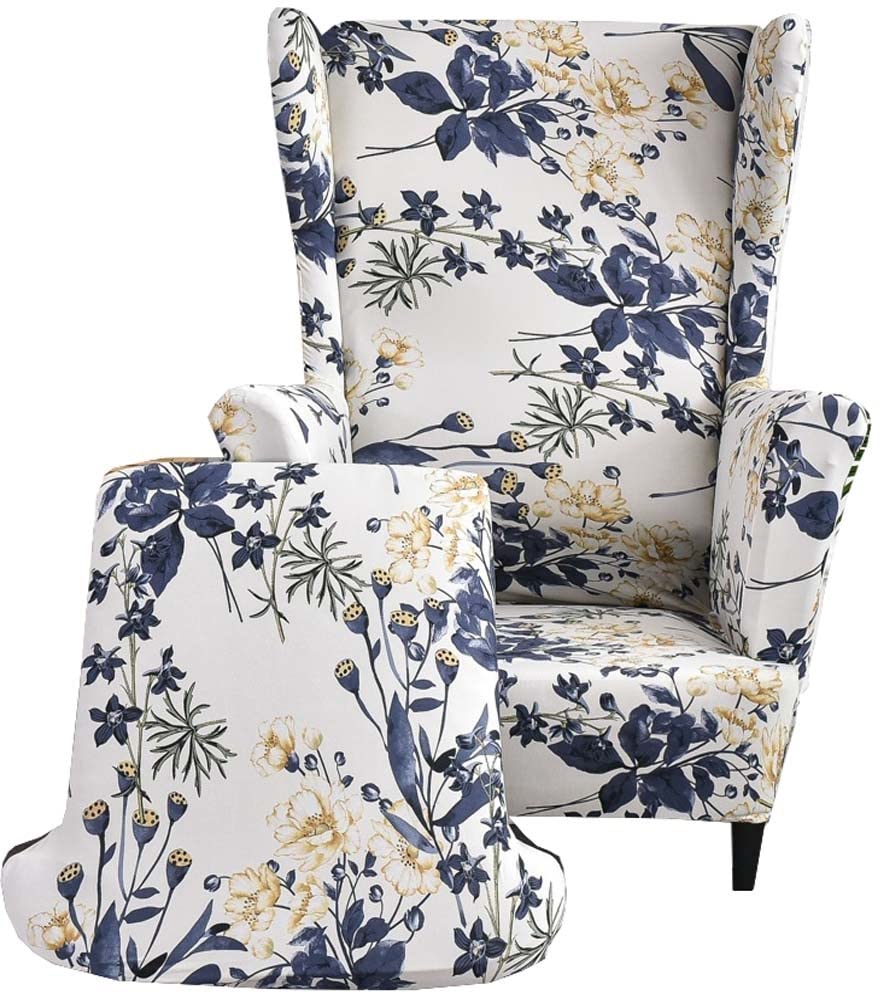 Housse de chaise extensible anti tache fauteuil dossier d'aile salon propre