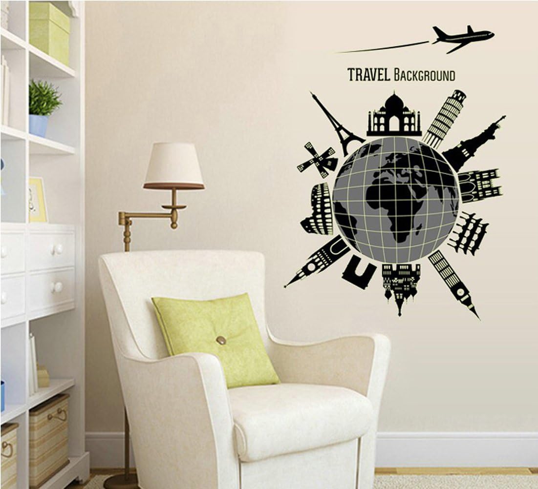 oocc World Travel Fluorescent Dot Glow in the Dark Stickers Wall Decals Home Art Decor Decal Vinyl Removable Radium Night Glow Glow Night Star Sticker Mural Art Wallpaper -60X90cm/23inchX35inch