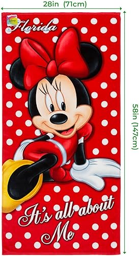 Miniatura 4 de Toalla de playa de Minnie Mouse de Disney Florida, 28 x 58 pulgadas, impresa 100% algodón, juego de 2 (1 toalla + 1 bolsa impermeable) - Gota de