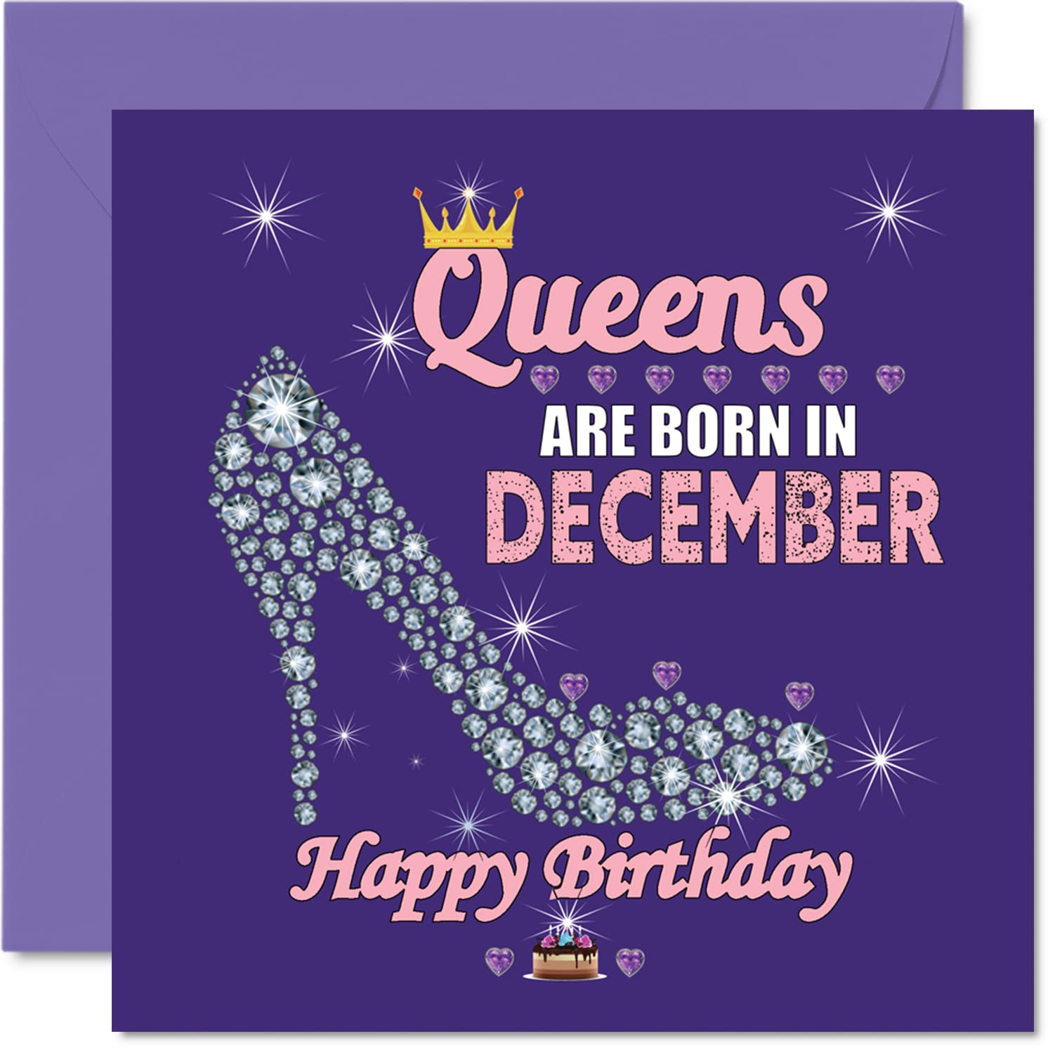 Birthday Cards for Women - Queens Are Born In December - Happy Birthday Cards for Wife Girlfriend Mum Daughter Sister Grandma Auntie Grandmother Friend, 145mm Humour Greeting Gift Ideas