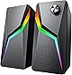 スピーカー PC ゲーミングスピーカー 有線 RGBライト付き 3.5mmケーブルが付属、USB給電式のパソコン用 テレビ、ラップトップ、タブレット、スマートフォンに対応 ブラック