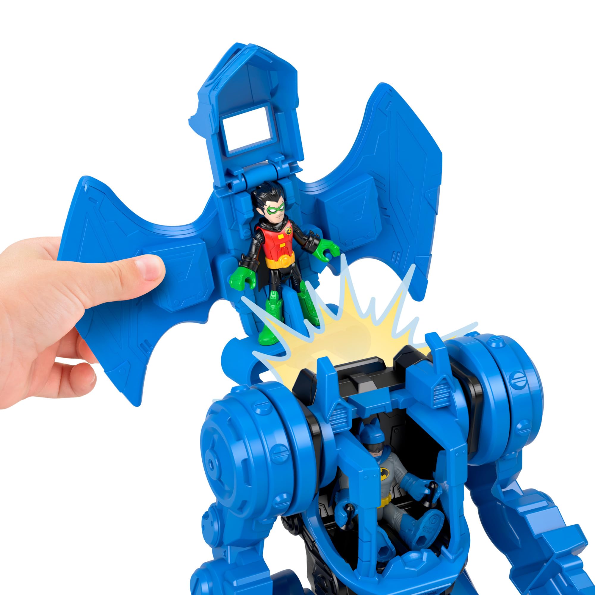 Fisher-Price Imaginext DC Super Friends Batman Robocentrum dowodzenia Zestaw do zabawy z odczepianym robotem (25 cm) oraz figurkami Batmana i Robina, dla dzieci od 3 roku życia, HML02