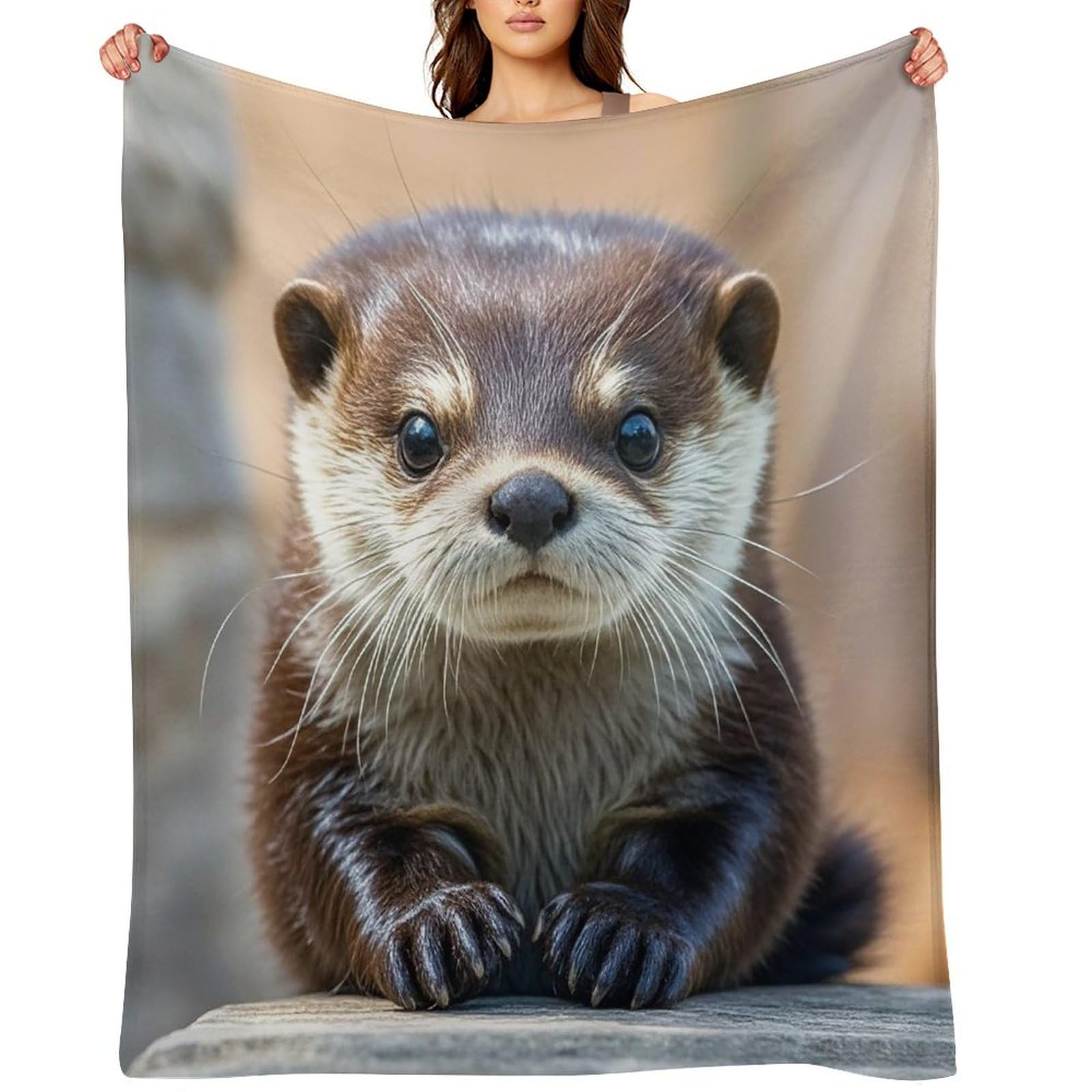 Flannel Cute Otter Throw Blanket for Couch Super Soft Fuzzy Cozy Flannel Blankets No Shed No Pilling FAnti-Static Winter Bed Blanket Decorative and Giftable Blankets