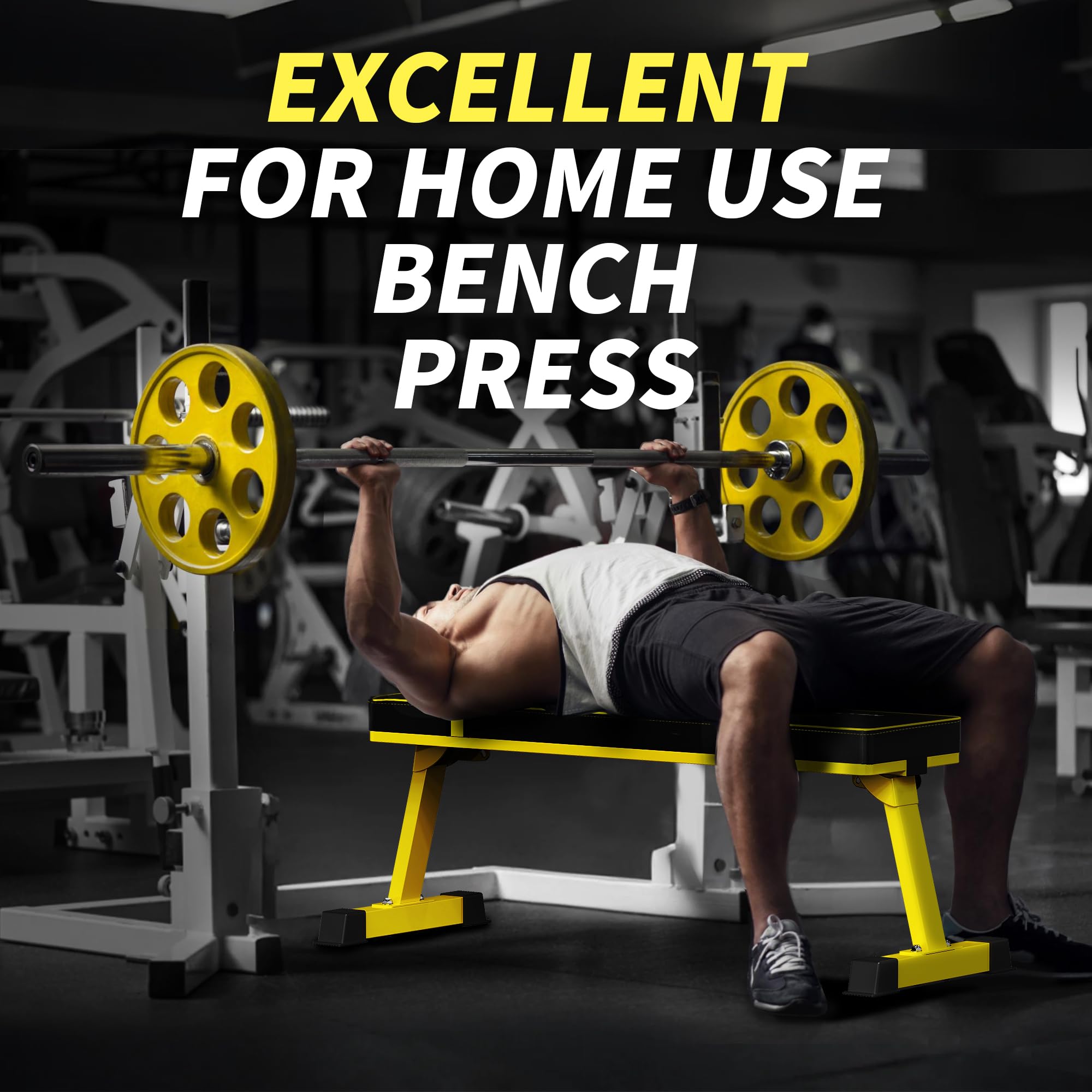 Foldable Flat Weight Bench - 1300 LB Capacity Heavy Duty Workout Bench for Home Gym, Strength Training Bench Press for Full Body Exercise, Featuring an Innovative Fully Enclosed Steel Base