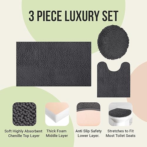 Miniatura 5 de ITSOFT Tapete de baño de felpa de 71 x 21 pulgadas, absorbente, lavable a máquina, antideslizantes, de secado rápido, para baño, ducha, dormitorio o