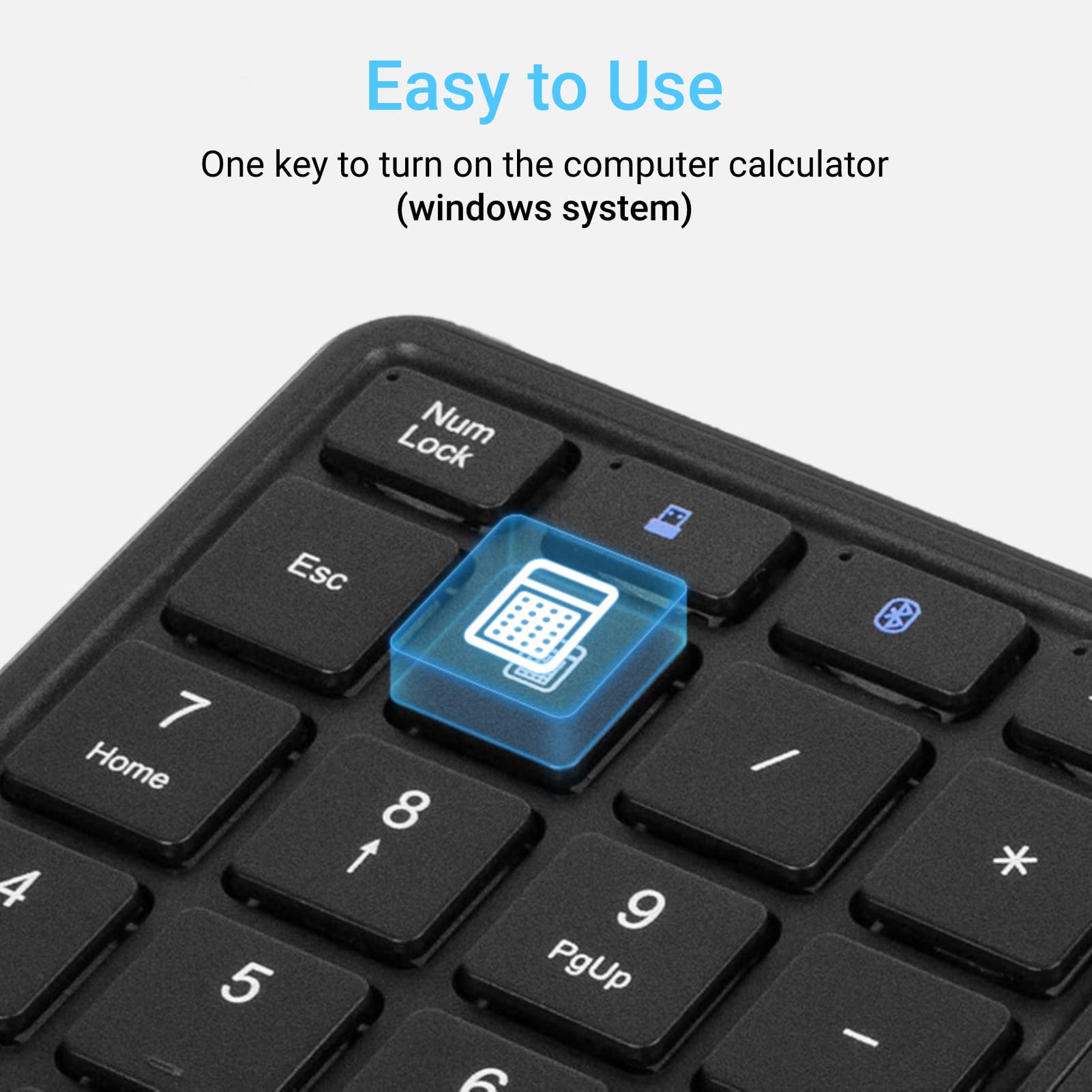 Yunseity Tastierino Numerico Wireless 2.4G con Touchpad, Tastierino Numerico Portatile Bluetooth a 22 Tasti, Tastiera Numerica Ricaricabile USB C per Contabilità Finanziaria(Nero)