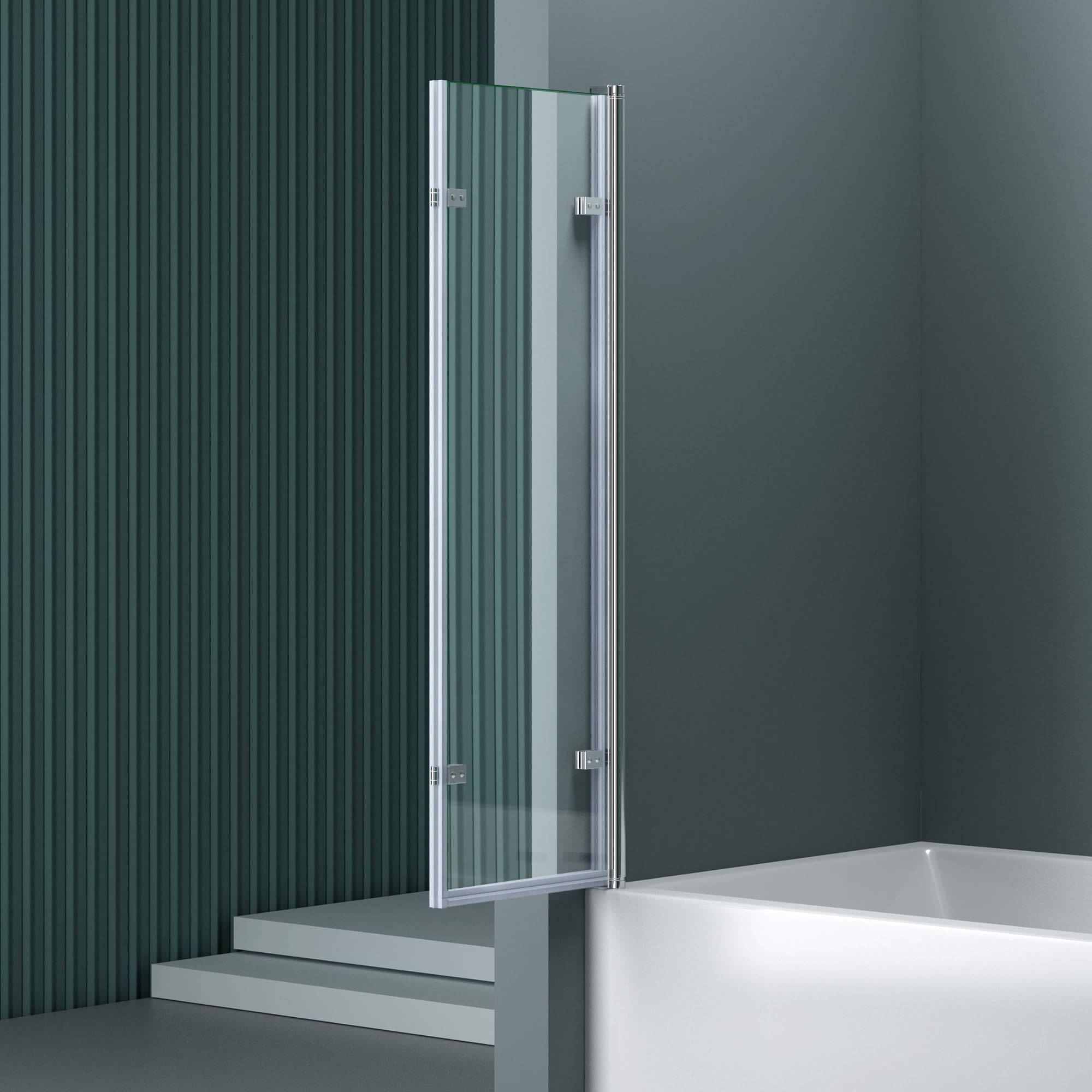 doporro Parete doccia per vasca da bagno, 130 x 140 cm, parete pieghevole