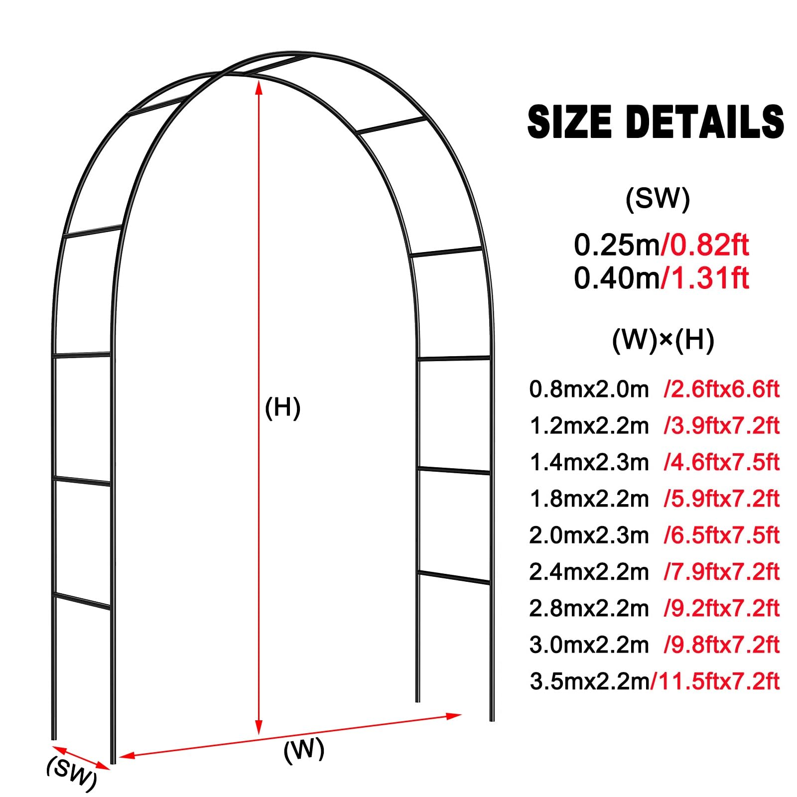 Metall Garten Rankgitter 200/220/230cm Groß Birnenform Rose Unterstützung Hochzeit Party Brautkleidung Abschlussball Garten Blume Rankgitter - Weiß Größe:B 2,0m x H 2,0m x T 0,4m