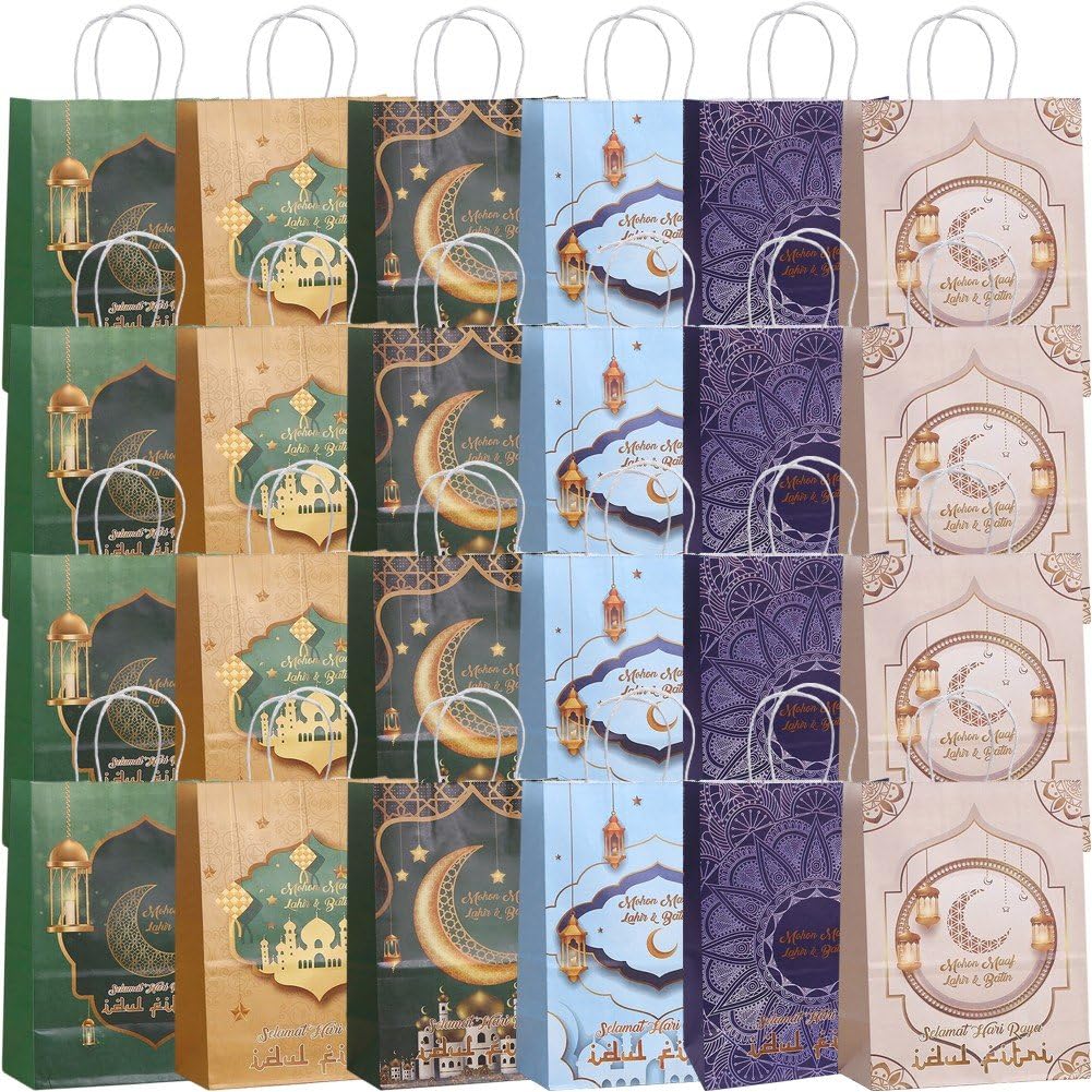 Sac Eid Mubarak en papier poignées lot de 24
